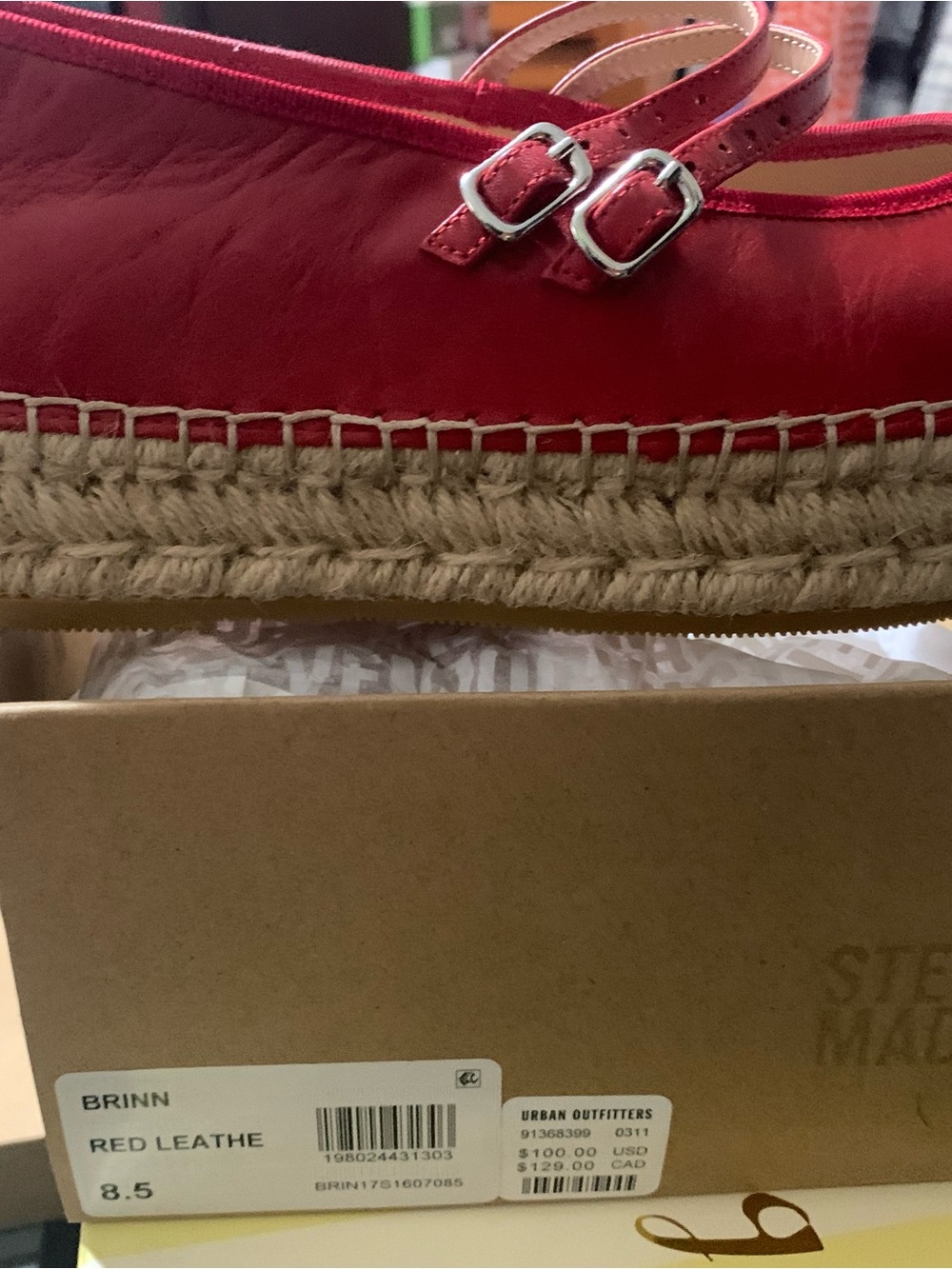 Steve Madden Red Espadrille Flats with Double Buckle Straps